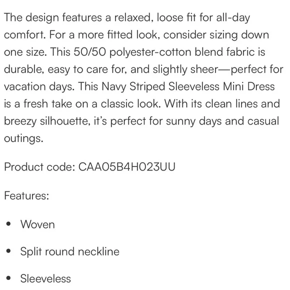 NWT XL Cupshe Navy and White Sleeveless Striped Dress - Picture 5 of 6